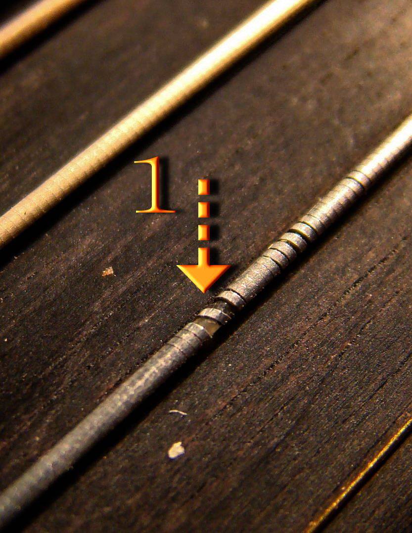 Die Umspinnung der Saite ist defekt